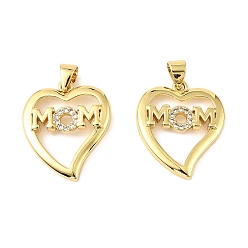 Сердце Латунные микро проложить кубического циркония подвески, материнские темы, долговечный, без кадмия и без свинца, стойки покрытие, реальный 18 k позолоченный, сердце, 22x18.5x3 мм, отверстие : 3.8x3.3 мм