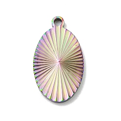 Rainbow Color Ионное покрытие (ip) 304 подвески из нержавеющей стали, овальный шарм, Радуга цветов, 22.5x13x1.9 мм, отверстие : 1.6 мм