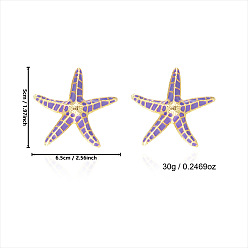 Средняя Орхидея Сплав эмаль серьги, морская звезда, золотые, средне орхидеи, 50x65 мм