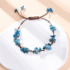 Апатит Регулируемые браслеты из плетеных бусин из натурального апатита для женщин, внутренний диаметр: 1-5/8~3 дюйм (4.15~7.6 см)