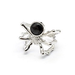 Гиперстен Кольца-манжеты из натурального гиперстена с пауком, открытые кольца из платинового металла для женщин, внутренний диаметр: регулируемый