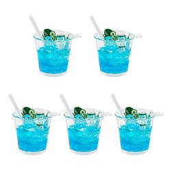 Зеленый Большие подвески из прозрачной смолы, имитация напитка, ледяной напиток с авокадо, зелёные, 46x35x51 мм, отверстие : 2 мм