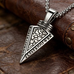 Argent Antique Colliers vintage pour hommes avec pendentif pointe de flèche en acier inoxydable, argent antique, 304 pouce (23.62 cm)