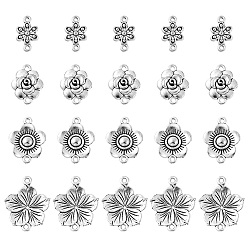 Античное Серебро 20шт 4 стили подвески из цинкового сплава в тибетском стиле, цветок ссылки, античное серебро, 14~21x10~26x2~3.5 мм, отверстие : 1.4~1.8 мм, 5 шт / стиль