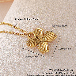 Золотой 201 ожерелья из нержавеющей стали с подвеской в виде цветка и цепочкой для женщин, золотые, 17.72 дюйм (45 см)
