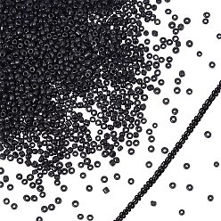 Black 12/0 Glass Seed Beads, Opaque Colours Seed, Small Craft Beads for DIY Jewelry Making, Round, Black, 2mm, Hole: 1mm, 120g/box