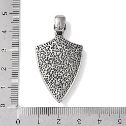 Antique Silver Viking 316 Surgical Stainless Steel Pendants, Shield with Skull Charm, Antique Silver, 39x24.5x6mm, Hole: 7x3.5mm