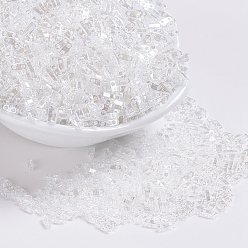 (QTL160) Crystal Luster Миюки четверть бусины тила, японский бисер, 2-луночное, (qtl 160) кристаллический блеск, 5x1.2x1.9 мм, Отверстие : 0.8 мм , около 2400 шт / 50 г