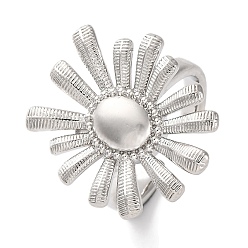 Платина Стойки покрытие цветок латунь открытые манжеты кольца для женщин, без свинца и без кадмия, долговечный, платина, 21 мм