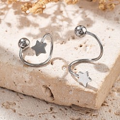 Звезда 304 спиральные серьги-хрящи из нержавеющей стали, цвет нержавеющей стали, звезда, 19x11 мм, Руководитель: 4 mm