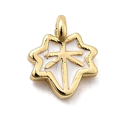 Белый Латунь эмаль прелести, лист, стойки покрытие, долговечный, без кадмия и без свинца, реальный 18 k позолоченный, белые, 6x5x1 мм, отверстие : 0.7 мм