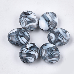 Slate Gray Acrylic Beads, Imitation Gemstone Style, Two Tone, Oval, Slate Gray, 26.5x22x14mm, Hole: 3mm, about 102pcs/500g