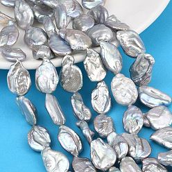 Gray Dyed Natural Baroque Keshi Pearl Beads Strands, Cultured Freshwater Pearl Beads, Teardrop, Grade 5A+, Gray, 20x13mm, Hole: 0.5mm, about 18~22pcs/strand, 14.96''~15.35''(38~39cm)