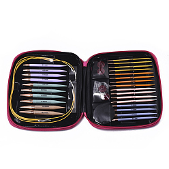 Gemischte Farbe Strickwerkzeug-Sets, Poly Rundstricknadeln, Stichhalter, Matte, Stahldraht, Hilfsmittel für Schlaufenstifte, Metallrohr zur Verlängerung, Dichtung, Roségold, Gemischte Farbe, 105x2.75 mm, Stift: 2.75 mm / 3.25 mm / 3.5 mm / 3.75 mm / 4 mm / 4.5 mm / 5 mm / 5.5 mm / 6 mm / 7 mm / 8 mm / 9 mm / 10 mm, 13 Größe, 2pcs / Größe, 26 Stück