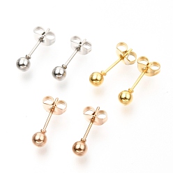 (52) Непрозрачная лаванда 304 серьги из нержавеющей стальной шарик, круглые, разноцветные, 15x4 мм, штифты : 0.8 мм, 3 пар / доска