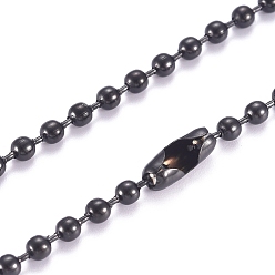 Черный Цвет Металла 304 ожерелье из шариковой цепи из нержавеющей стали, с разъемами мяч цепи, металлический черный , 17.7 дюйм (45 мм), 3 мм