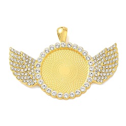 Round Alloy Rhinestone Big Pendant Cabochon Settings, Golden, Round, 41.5x59x3mm, Hole: 4.5x7mm, Tray Size: 25mm