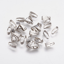Real Platinum Plated Brass Snap on Bails, Long-Lasting Plated, Real Platinum Plated, 7x3x3mm, Hole: 2.5x7mm
