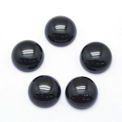 (946F)Морозный цвет внутри  Жонкиль / Непрозрачная зеленая подкладка Кабошоны из натурального окрашенного и нагретого черного агата, полукруглый, 14~14.5x6 мм