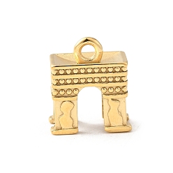 Настоящее золото 18K 304 подвески из нержавеющей стали, очарование триумфальной арки, ионное покрытие (ip), реальный 18 k позолоченный, 17x14.5x7 мм, отверстие : 2.5 мм