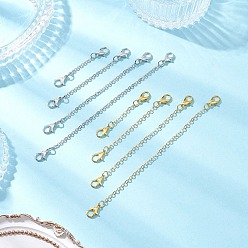 Платиновый & Золотой 8шт 8 стили латунные кабельные цепи цепи, с двойными карабинами из цинкового сплава, для удлинения ожерелья, платиной и золотом, 2.05~5.24 дюйм (5.2~13.3 см), calsp: 12x7x2.5 мм, 1 шт / стиль