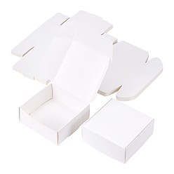 Белый Бумажные коробки конфет, коробка для выпечки, для партии, свадьба, детский душ, квадратный, белые, готовое изделие: 8.5x8.5x3.5 см
