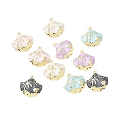 Shell Shape Подвески из эмали и сплава, золотые, разноцветные, формы раковины, 16.5x16.5x4 мм, отверстие : 1 мм