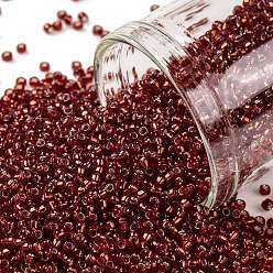 (25D) Silver Lined Garnet Тохо 15/0 круглые бусины, японский бисер, (25 d) гранат, облицованный серебром, 1.5 мм, отверстие : 0.7 мм, Около 3000 шт / 10 г