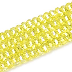 Желтый Гальванизируйте прозрачное стекло бисер нитей, колонка, граненые, с покрытием AB цвета, желтые, 2.5~3x4~5x3~3.5 мм, отверстие : 0.7~0.9 мм, около 146~150 шт / нитка, 15.55~15.94 дюйм (39.5~40.5 см)