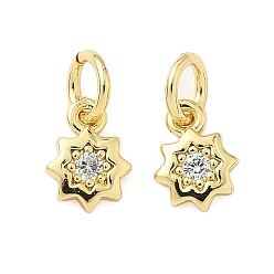 Настоящее золото 18K Латунные микро проложить кубического циркония подвески, звезды прелести, с целью перехода в кольце, долговечный, без кадмия и без свинца, стойки покрытие, реальный 18 k позолоченный, 8x6x2 мм, отверстие : 3 мм