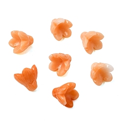 Dark Orange Dyed Synthetic Coral Carved Beads, Flower, Dark Orange, 13x14.5~15mm, Hole: 1.5~1.6mm