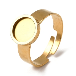 Настоящее золото 18K 304 регулируемые кольцевые компоненты из нержавеющей стали, настройки круглого кольца, ионное покрытие (ip), реальный 18 k позолоченный, лоток : 8.5 мм, 10 мм, внутренний диаметр: 18 мм