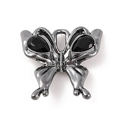 Черный Латунные микро проложить кубического циркония подвески, бабочка, чёрные, 20x20x4.5 мм, отверстие : 1.5x4.5 мм