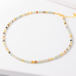 Flower Amazonite Простой дизайн ожерелья из натурального цветка амазонита для женщин, 15.75 дюйм (40 см)