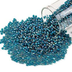 (167BDF) Transparent AB Frost Teal TOHO Round Seed Beads, Japanese Seed Beads, (167BDF) Transparent AB Frost Teal, 11/0, 2.2mm, Hole: 0.8mm, about 5555pcs/50g