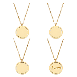 Золотой 4 шт. 304 нержавеющая сталь вращающиеся пустые плоские круглые подвески с цепочкой из кабеля, золотые, 17.83 дюйм (45.3 см)