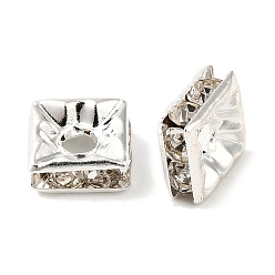 Кристалл Латунные бусины разделители для поставки стразов, без кадмия и без свинца, квадратный, кристалл, 6x6x2.5 мм, отверстие : 1.8 мм