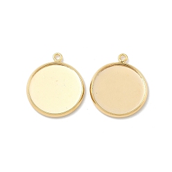 Настоящее золото 24K Плоские круглые настройки кабошон латунь подвесные, стеллажное покрытие круглые пустые поддоны с окантовкой, долговечный, без свинца и без кадмия, реальный 24 k позолоченный, лоток : 16 мм, 12x18x2 мм, отверстие : 1.5 мм