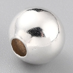 925 Sterling Silver Plated Brass Spacer Beads, Long-Lasting Plated, Round, 925 Sterling Silver Plated, 6x5.5mm, Hole: 1.6mm