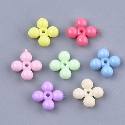 Mixed Color Opaque Solid Color Acrylic Beads, Flower, Mixed Color, 11x11x5mm, Hole: 1.5mm, about 1650pcs/500g