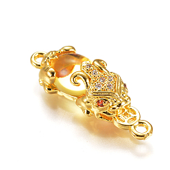 (932FM) Темно-синий аква-матовый с подкладкой Золотистые соединители из латуни, со стеклом и фианитом, Pi Xiu, темно-золотистые, 27x9x7 мм, отверстие : 1 мм