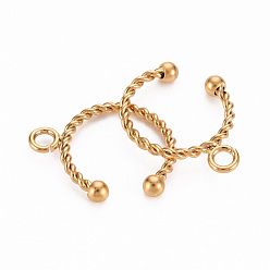 Golden Ion Plating(IP) 304 Stainless Steel Ear Cuff Findings, with Loop, Golden, 16x13x1mm, Hole: 1.8mm