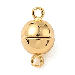 Настоящее золото 18K Круглые магнитные застежки, латунь, с петлями, без никеля , реальный 18 k позолоченный, 14.5x8 мм, отверстие : 1.6 мм