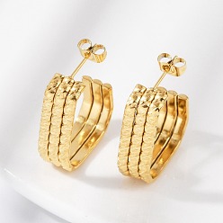 Rectangle 304 из нержавеющей стали серьги, ионное покрытие (ip), прямоугольные, 26x8x22.5 мм