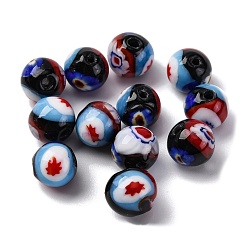 Черный Бусины ручной работы тысячецветник бисера, круглые, чёрные, 8.5~9 мм, отверстие : 1.6 мм