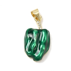 Морско-зеленый Латунь эмаль подвески, горячие прелести перец, долговечный, стойки покрытие, без свинца и без кадмия, реальный 18 k позолоченный, цвета морской волны, 23x12.5x6 мм, отверстие : 3.5x3 мм