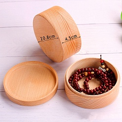 PeachPuff Round Wood Ring Box, Wooden Gift Packaging Box, PeachPuff, 4.5x10.8cm
