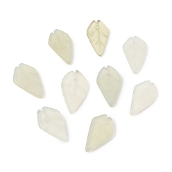 Xiuyan Jade Pendentifs sculptés en jade naturel Xiuyan, charmes de feuilles, 15~19x9~10x1.5~2.5mm, Trou: 1.1mm