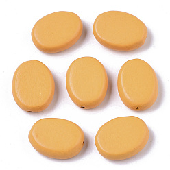 Orange Bemalte Naturholzperlen, ellipsenförmige, orange, 18x14x5.5 mm, Bohrung: 1.5 mm