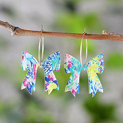 Синий Акриловые серьги-кольца с бантом, золотые, синие, 45x30 мм